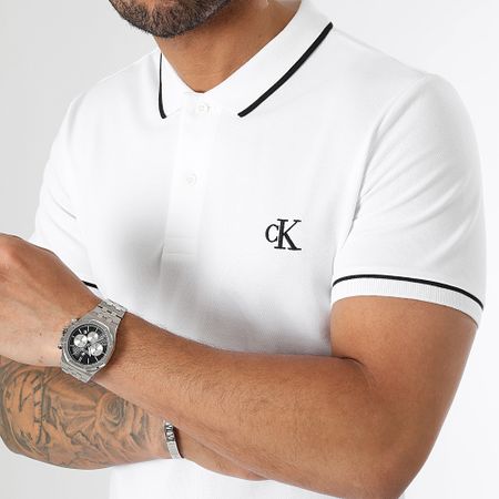 Calvin Klein - Polo Slim Tipping Manga Corta 5603 Blanco