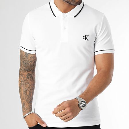 Calvin Klein - Polo Slim Tipping Manga Corta 5603 Blanco