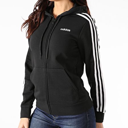 adidas - Sweat Zippé Capuche Femme A Bandes Essential DP2419 Noir