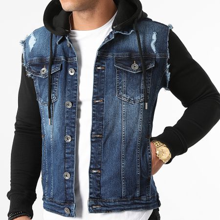 LBO - Chaqueta Jean Capucha 1521 Azul Oscuro Denim Negro