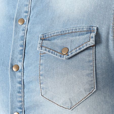 LBO - Super Skinny Fit Camisa de manga larga 865 Azul claro Denim