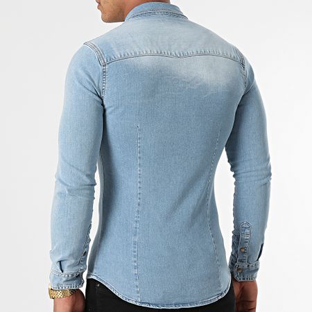 LBO - Super Skinny Fit Camisa de manga larga 865 Azul claro Denim