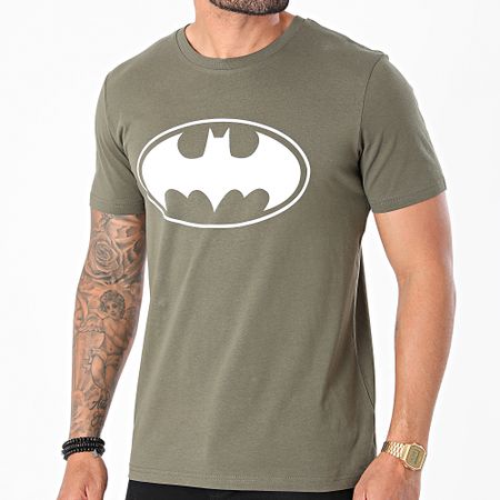 DC Comics - Camiseta Logo Verde Caqui Blanca