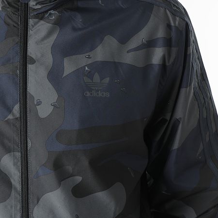 Adidas Originals - Cortavientos Con Capucha Rayas Camuflaje H13460 Gris Azul Marino Camuflaje