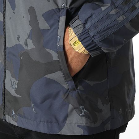 Adidas Originals - Cortavientos Con Capucha Rayas Camuflaje H13460 Gris Azul Marino Camuflaje