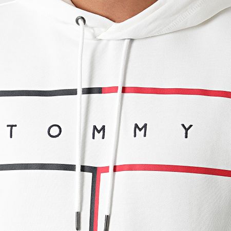 Tommy Hilfiger - RWB Flag 5048 Sudadera con Capucha Grande Blanca