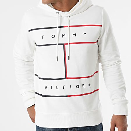 Tommy Hilfiger - RWB Flag 5048 Sudadera con Capucha Grande Blanca