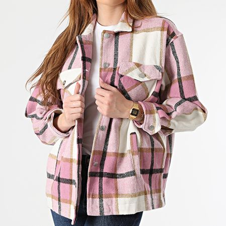 Girls Outfit - Sobrecamisa Mujer Cuadros GZ2847 Rosa Blanco