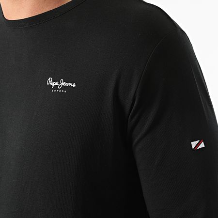 Pepe Jeans - Camiseta básica de manga larga de alce negra