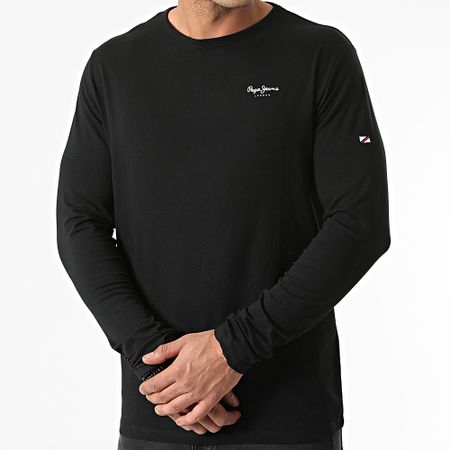 Pepe Jeans - Camiseta básica de manga larga de alce negra