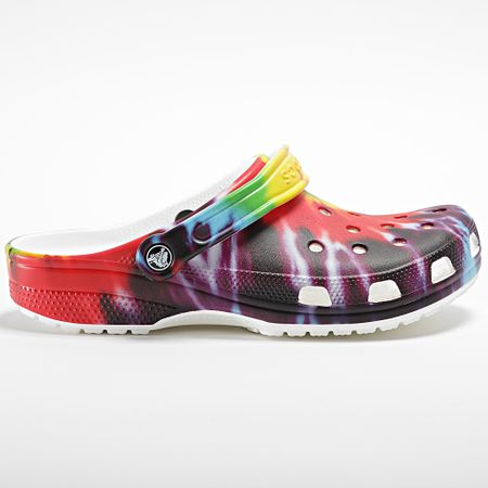 Crocs - Chanclas Classic Tie-Dye Graphic Clog Slides Blanco Multi