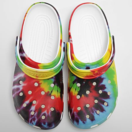 Crocs - Chanclas Classic Tie-Dye Graphic Clog Slides Blanco Multi