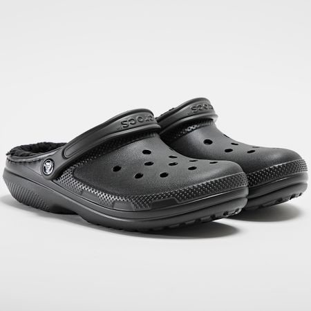 Crocs - Zuecos con forro clásico negro