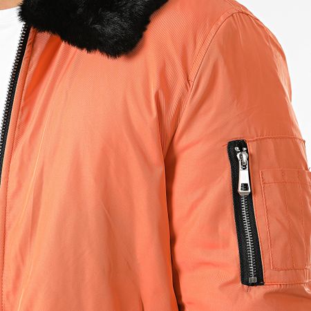 Kymaxx - Cazadora bomber con cuello de borrego 5053 Naranja