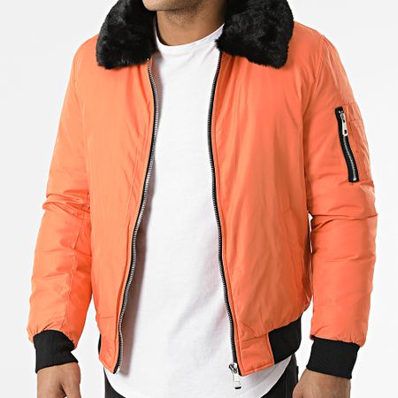 Kymaxx - Cazadora bomber con cuello de borrego 5053 Naranja