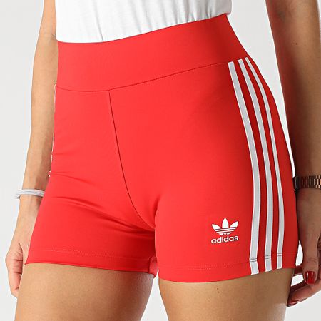 Adidas Originals - Culotte corto de ciclismo con bandas para mujer Booty HC1958 rojo