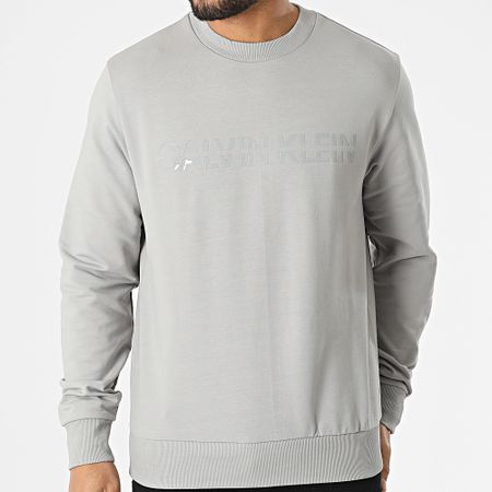 Calvin Klein - Sudadera Matt Shine Split Logo Cuello Redondo 8029 Gris