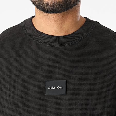 Calvin Klein - Sudadera con cuello redondo de rejilla texturizada 8055 Black