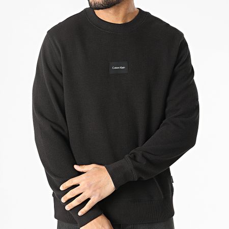 Calvin Klein - Sudadera con cuello redondo de rejilla texturizada 8055 Black