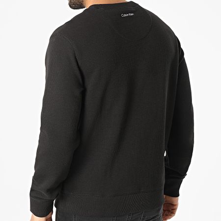 Calvin Klein - Sudadera con cuello redondo de rejilla texturizada 8055 Black