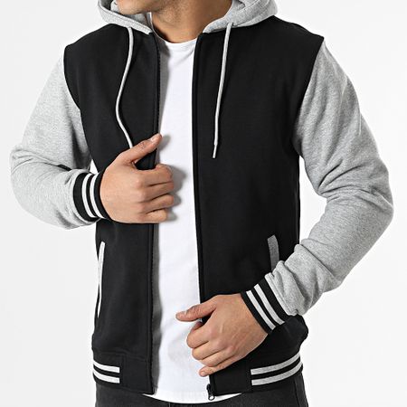 Urban Classics - Teddy Zip Chaqueta con capucha TB287 Negro Gris