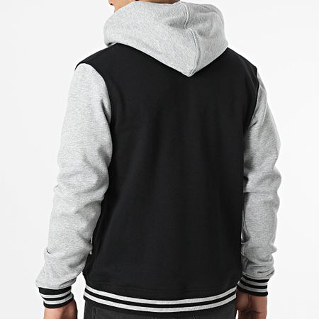 Urban Classics - Teddy Zip Chaqueta con capucha TB287 Negro Gris