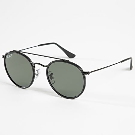 Ray-Ban - Gafas de Sol Redondas Doble Puente RB3647N Negro Verde Polarizadas