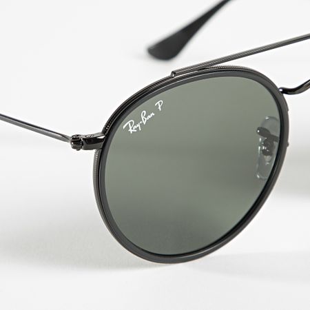 Ray-Ban - Gafas de Sol Redondas Doble Puente RB3647N Negro Verde Polarizadas