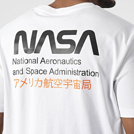 NASA - Camiseta extragrande grande Admin 2 Blanco Negro Naranja