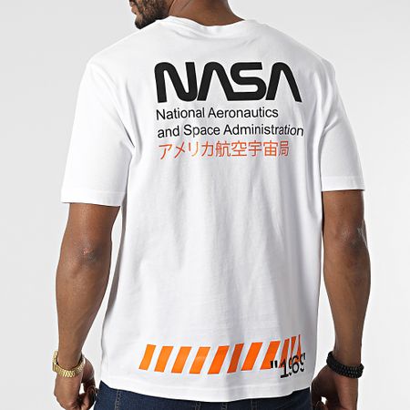 NASA - Camiseta extragrande grande Admin 2 Blanco Negro Naranja
