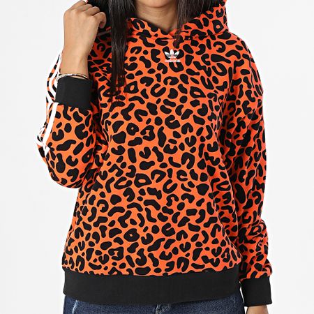 Adidas Originals - Sudadera Leopardo Mujer HC4476 Naranja Negro
