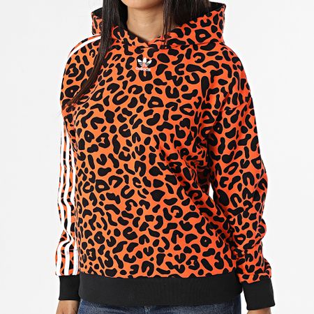 Adidas Originals - Sudadera Leopardo Mujer HC4476 Naranja Negro