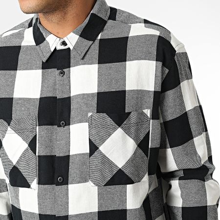 Urban Classics - Camisa a cuadros de manga larga TB4691 Negro Blanco