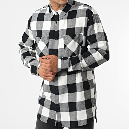 Urban Classics - Camisa a cuadros de manga larga TB4691 Negro Blanco
