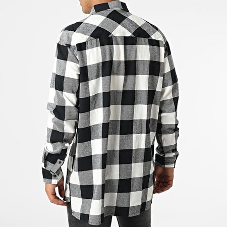 Urban Classics - Camisa a cuadros de manga larga TB4691 Negro Blanco