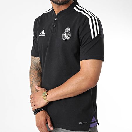 Adidas Performance - Real Madrid Polo de manga corta a rayas HA2605 Negro
