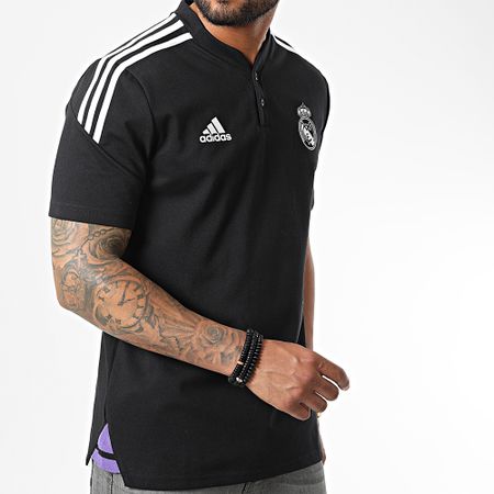 Adidas Performance - Real Madrid Polo de manga corta a rayas HA2605 Negro