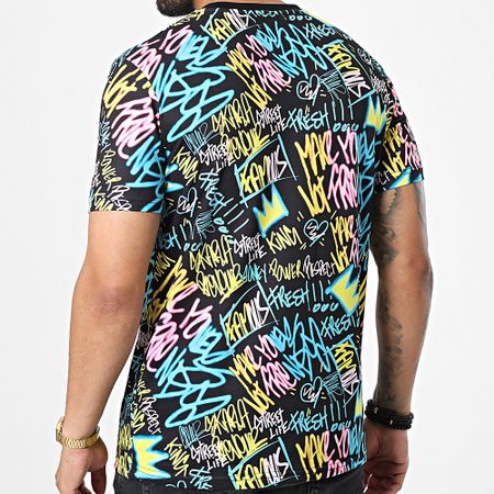 Skr - Camiseta Plata O Plomo Print Negro Amarillo Azul