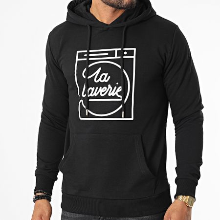 AP du 113 - La Laverie Sudadera con capucha Negro Blanco
