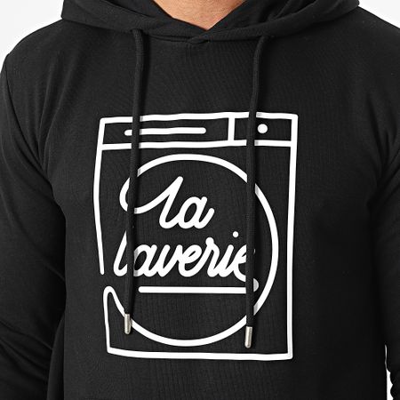 AP du 113 - La Laverie Sudadera con capucha Negro Blanco