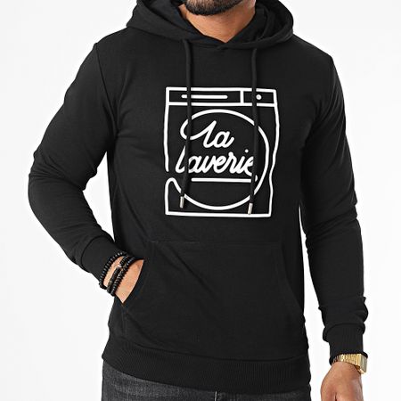 AP du 113 - La Laverie Sudadera con capucha Negro Blanco