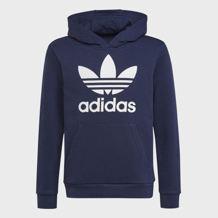 Adidas Originals - HK0272 Sudadera con capucha Trefoil para niño Azul marino
