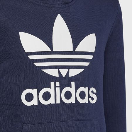Adidas Originals - HK0272 Sudadera con capucha Trefoil para niño Azul marino