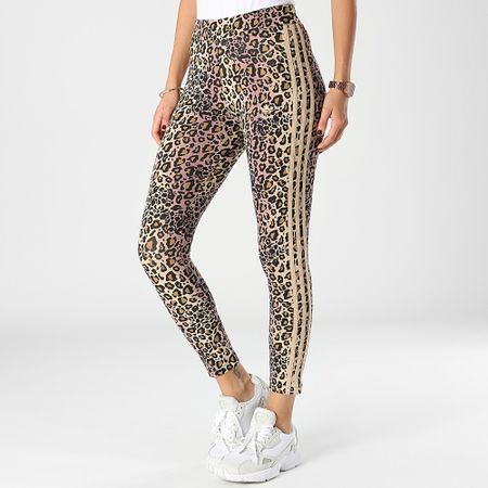 Adidas Originals - Legging de mujer con rayas HK5191 Beige leopardo