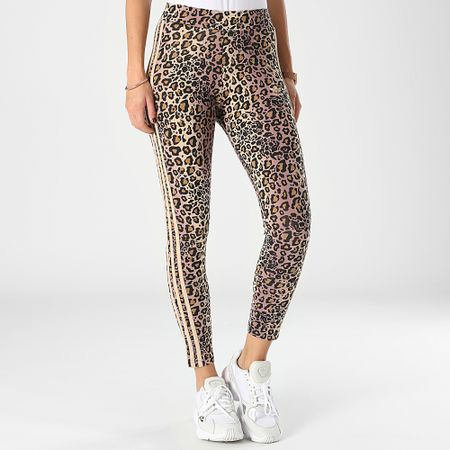 Adidas Originals - Legging de mujer con rayas HK5191 Beige leopardo