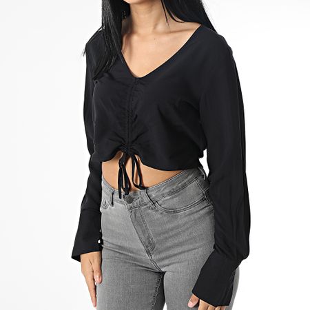 Only - Nova Life Crop Top Cuello en V Mujer Negro