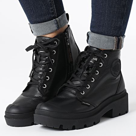 Palladium - Botas de piel Pallabase para mujer 96905 Negro