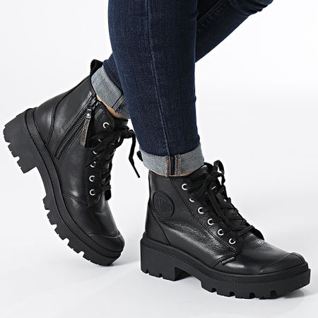 Palladium - Botas de piel Pallabase para mujer 96905 Negro