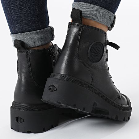 Palladium - Botas de piel Pallabase para mujer 96905 Negro