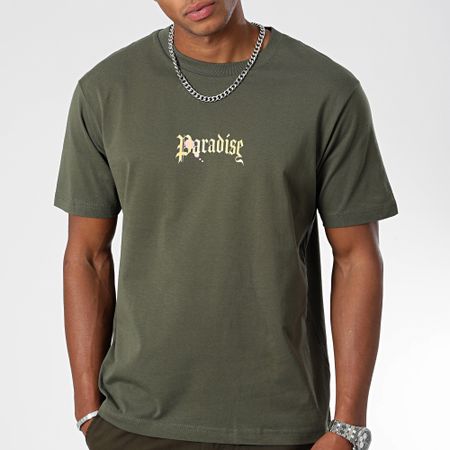 Luxury Lovers - Camiseta Oversize Grande Paradise Roses Ropa Caqui Verde